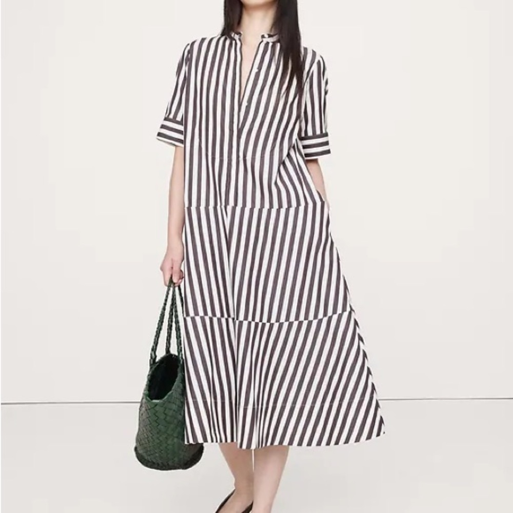 Banana Republic Cotton Poplin Tuxedo-Front Midi Dress